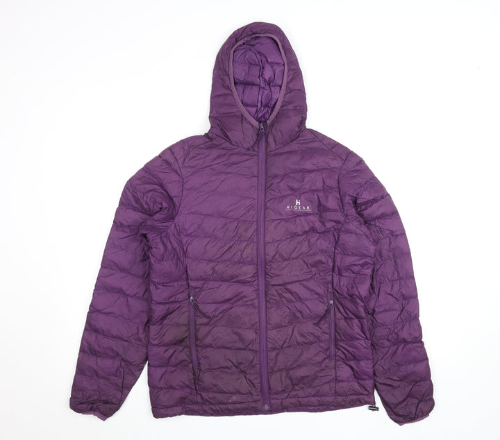 Hi Gear Womens Purple Puffer Jacket Size 10 Hooded Lightweight Zip Coat