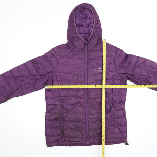 Hi Gear Womens Purple Puffer Jacket Size 10 Hooded Lightweight Zip Coat
