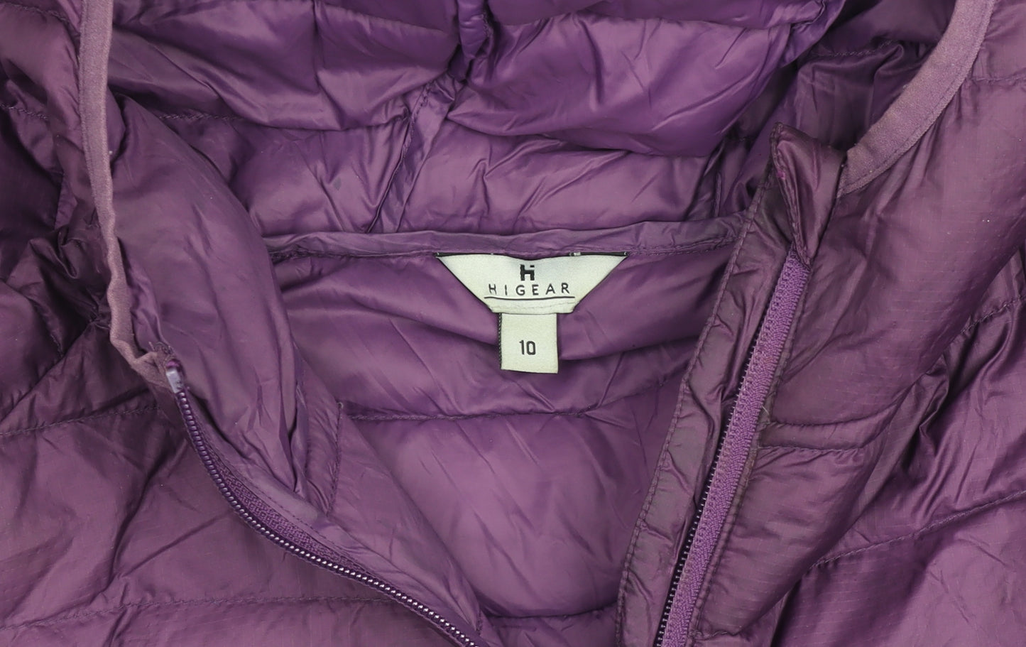 Hi Gear Womens Purple Puffer Jacket Size 10 Hooded Lightweight Zip Coat