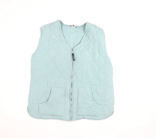 Patra Womens Blue Quilted Tencel Zip Waistcoat Vest XL
