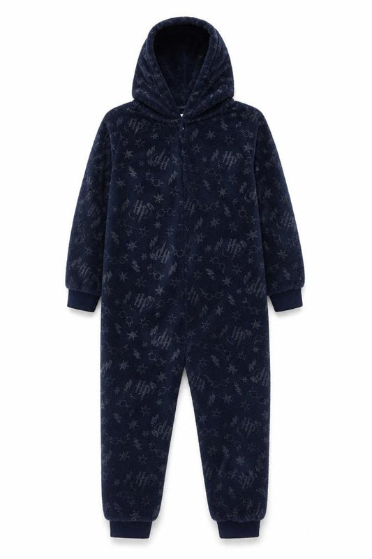 Nutmeg Boys Blue Harry Potter Hooded Fleece Onesie 7-8 Years