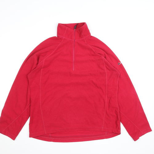 Berghaus Womens Red Fleece 1/2 Zip Outdoor Jacket Size 16