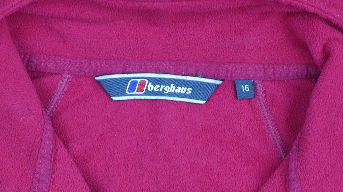 Berghaus Womens Red Fleece 1/2 Zip Outdoor Jacket Size 16