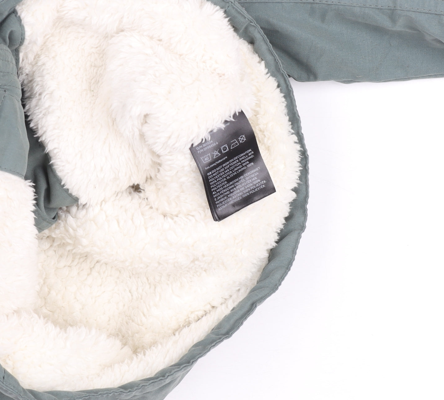H&M Unisex Baby Green Hooded Parka Coat 18 Months Lined Winter Jacket
