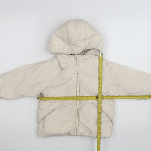 Zara Girls Beige Hooded Puffer Jacket 2-3 Years Lightweight Water Repellent