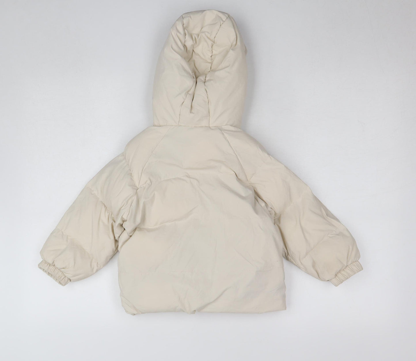 Zara Girls Beige Hooded Puffer Jacket 2-3 Years Lightweight Water Repellent