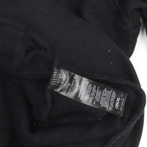 ASOS Design Men's Black Pullover Hoodie Size S Graphic Print Fleece