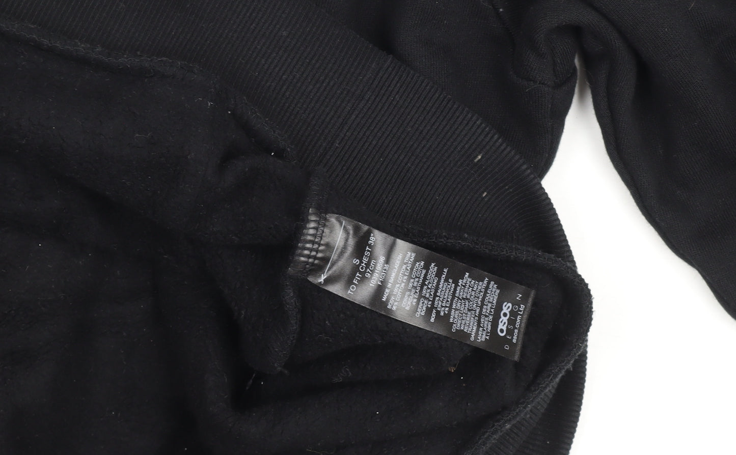 ASOS Design Men's Black Pullover Hoodie Size S Graphic Print Fleece