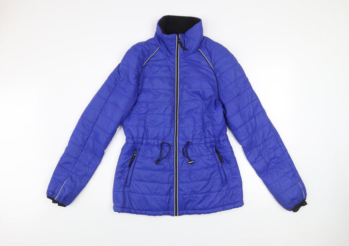 Marks and Spencer Women's Blue Puffer Jacket Size 10 Lightweight Zip Up