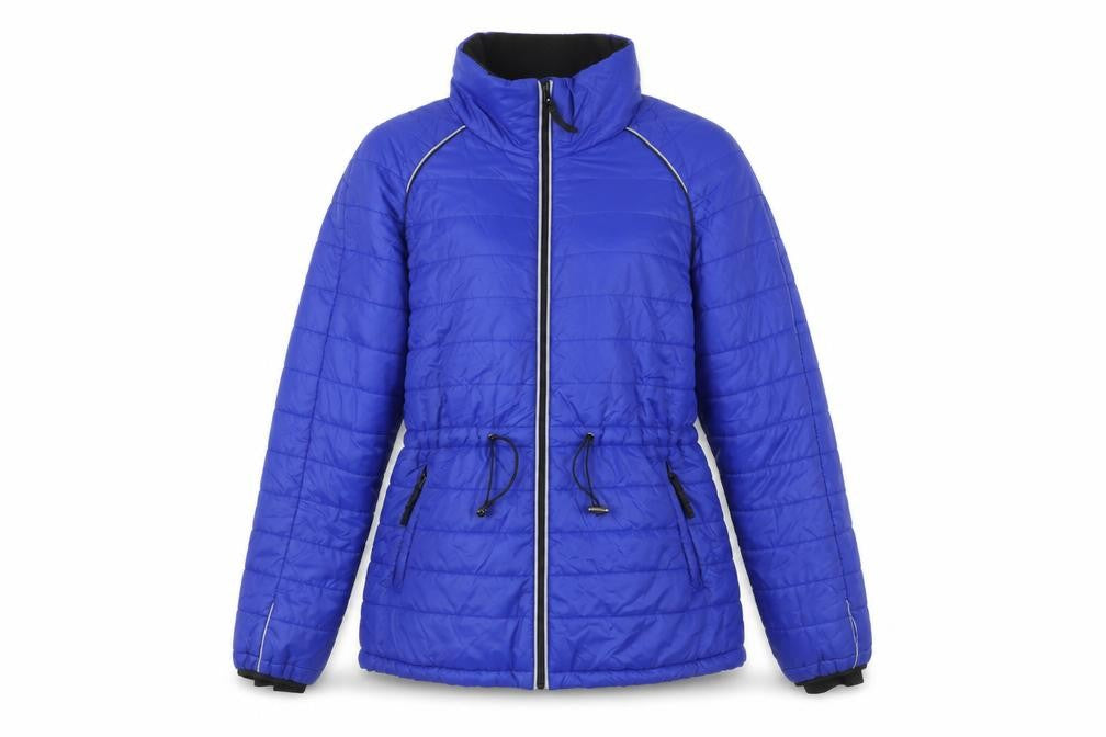 Front view of Marks & Spencer Women's Blue Puffer Jacket, size 10, Lightweight Zip Up