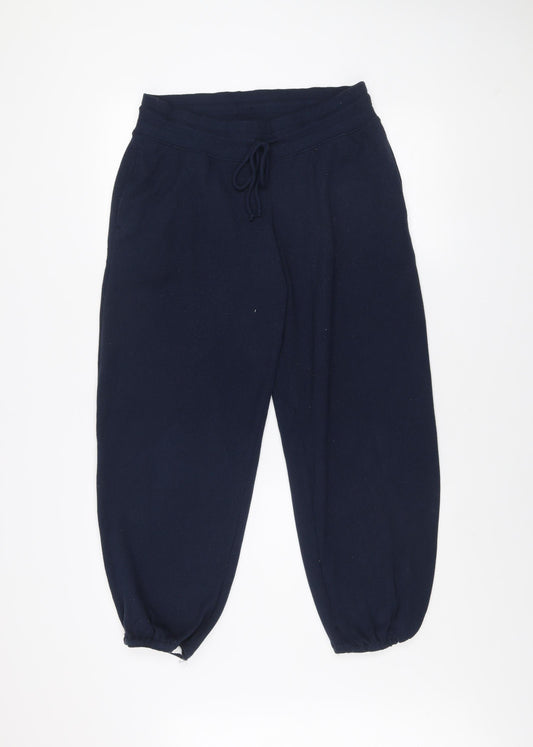 Gilly Hicks Women Blue Ribbed Jogger Sweatpants M Elastic Waist