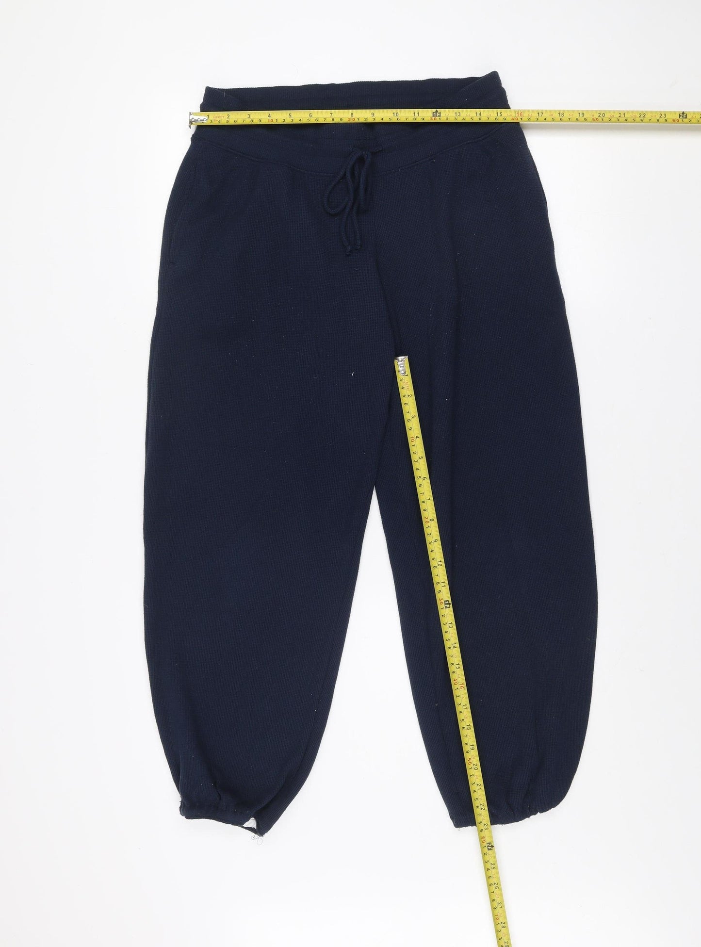 Gilly Hicks Women Blue Ribbed Jogger Sweatpants M Elastic Waist