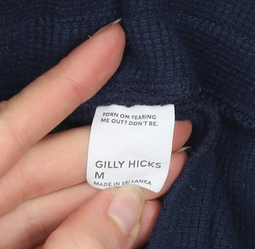 Gilly Hicks Women Blue Ribbed Jogger Sweatpants M Elastic Waist