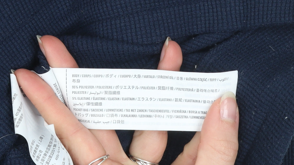 Gilly Hicks Women Blue Ribbed Jogger Sweatpants M Elastic Waist