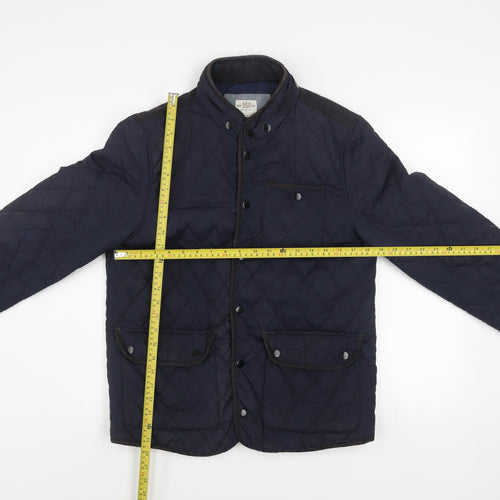 River Island Men's Blue Quilted Mid-Length Jacket Size M