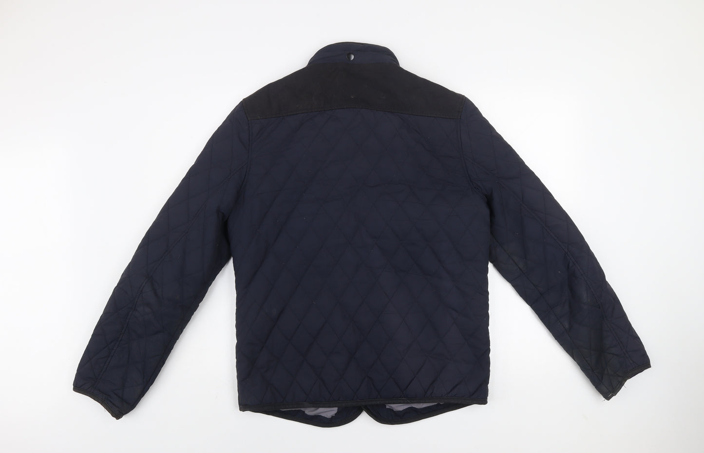 River Island Men's Blue Quilted Mid-Length Jacket Size M