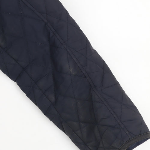 River Island Men's Blue Quilted Mid-Length Jacket Size M