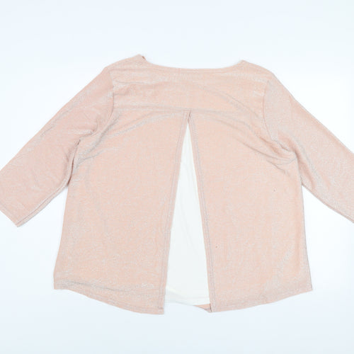 Gerard Womens Pink Glitter 3/4 Sleeve Blouse Size 18