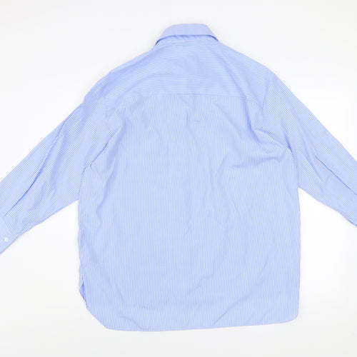 Zara Woman Blue Striped Floral Lace Button-Up Shirt Size 12