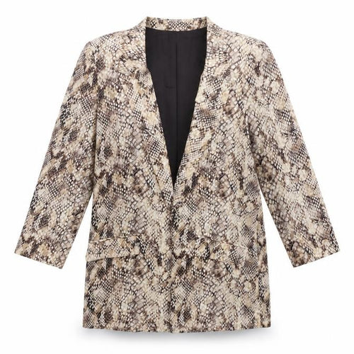 MNG Women’s Brown Snake Print Viscose Blazer XS