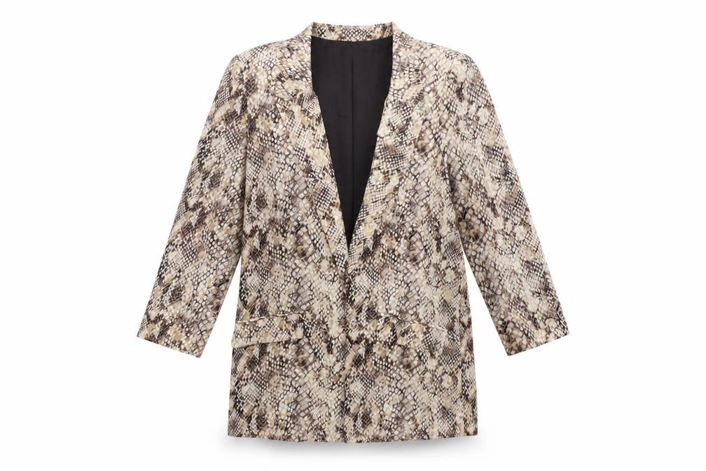 MNG Women’s Brown Snake Print Viscose Blazer XS