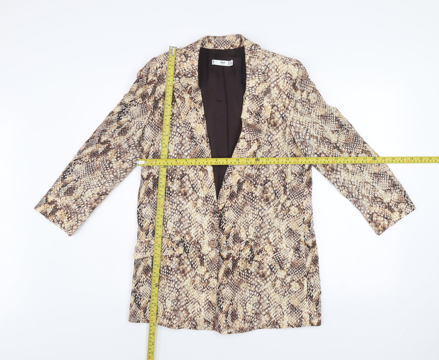 MNG Women’s Brown Snake Print Viscose Blazer XS