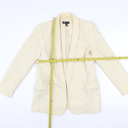 Mango Women Beige Tweed Blazer Jacket Lined Size L