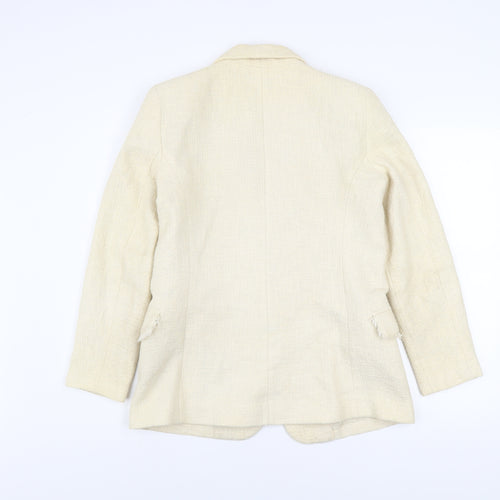 Mango Women Beige Tweed Blazer Jacket Lined Size L