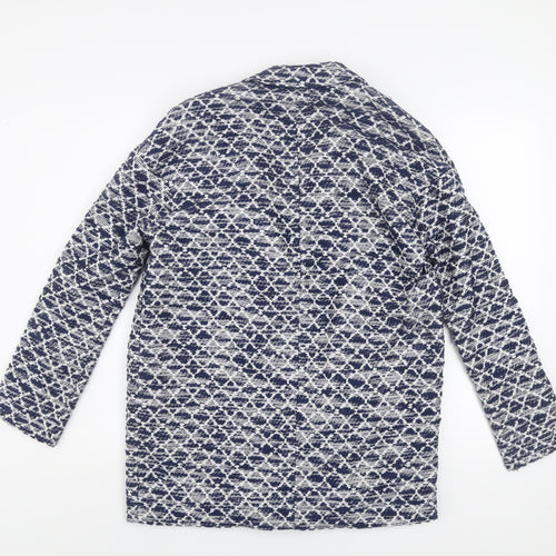 River Island Women Blue Geometric Blazer Jacket Size 8