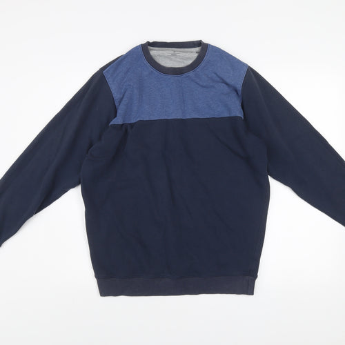 James Pringle Men's Blue Colourblock Crew Neck Sweatshirt Medium