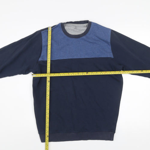 James Pringle Men's Blue Colourblock Crew Neck Sweatshirt Medium