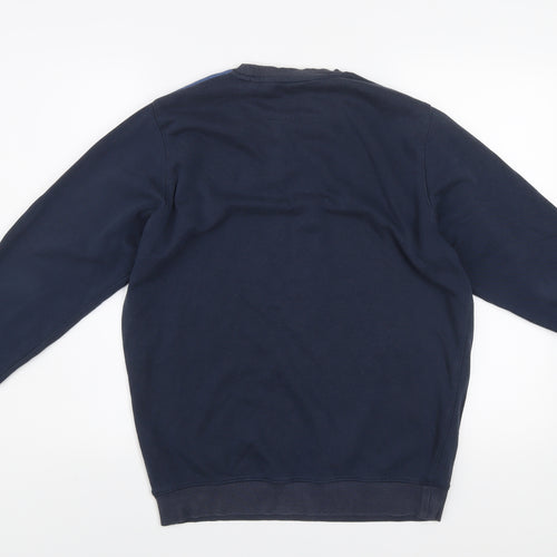 James Pringle Men's Blue Colourblock Crew Neck Sweatshirt Medium