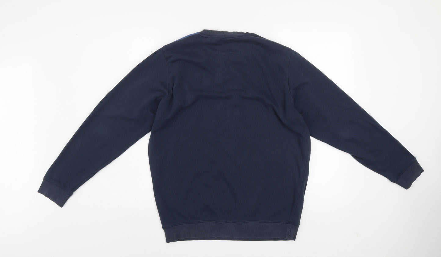 James Pringle Men's Blue Colourblock Crew Neck Sweatshirt Medium