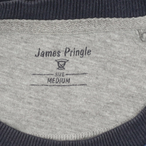 James Pringle Men's Blue Colourblock Crew Neck Sweatshirt Medium