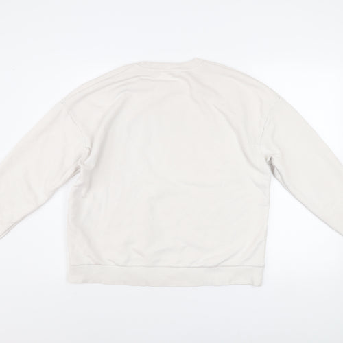 Stradivarius Women Beige Copenhagen Print Pullover Sweatshirt L