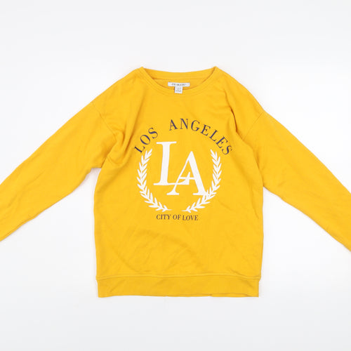 Primark Girls Yellow LA Pullover Sweatshirt 13-14 Years Graphic Print