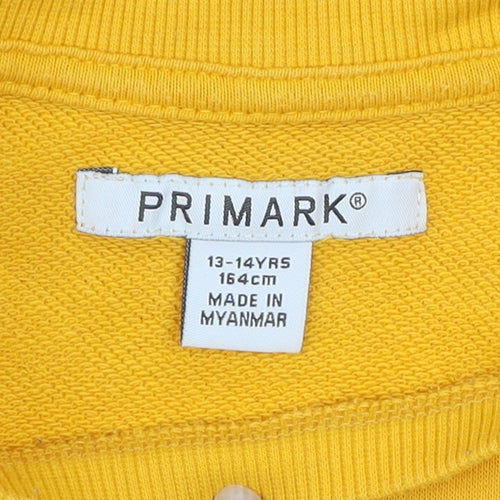 Primark Girls Yellow LA Pullover Sweatshirt 13-14 Years Graphic Print