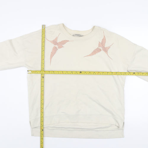 AllSaints Womens Beige Bird Embroidered Cotton Sweatshirt Size S