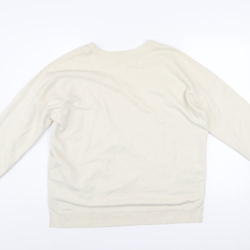 AllSaints Womens Beige Bird Embroidered Cotton Sweatshirt Size S