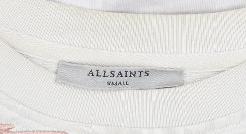 AllSaints Womens Beige Bird Embroidered Cotton Sweatshirt Size S