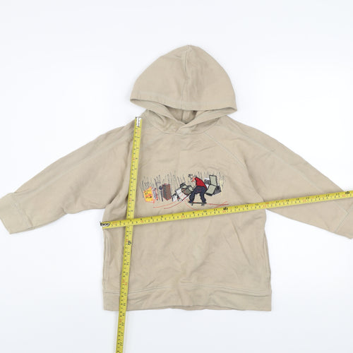 Next Boys Beige Hoodie 5 Years Pullover Embroidered Skateboard Graphic