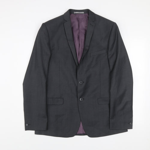 Red Herring Men's Grey 42L Long Regular Fit Two-Button Suit Jacket