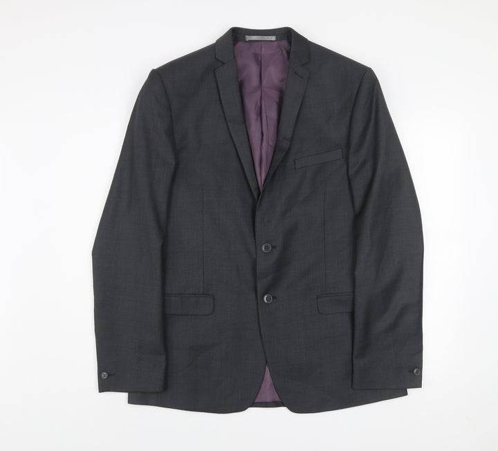 Red Herring Men's Grey 42L Long Regular Fit Two-Button Suit Jacket