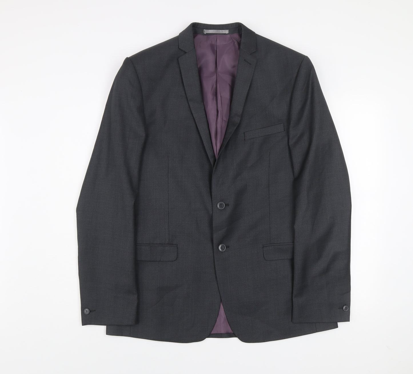 Red Herring Men's Grey 42L Long Regular Fit Two-Button Suit Jacket