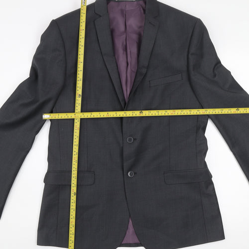 Red Herring Men's Grey 42L Long Regular Fit Two-Button Suit Jacket