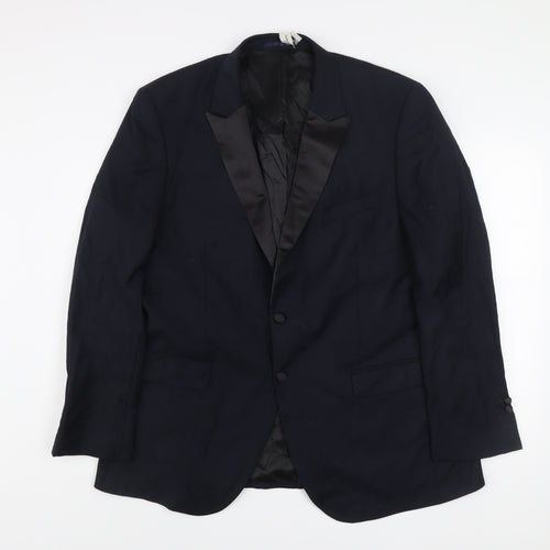 Hawes & Curtis Men's Blue Slim Fit Shawl Lapel Wool Blazer 46R