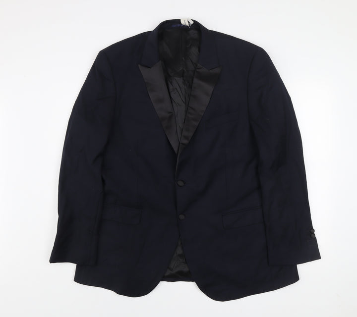 Hawes & Curtis Men's Blue Slim Fit Shawl Lapel Wool Blazer 46R