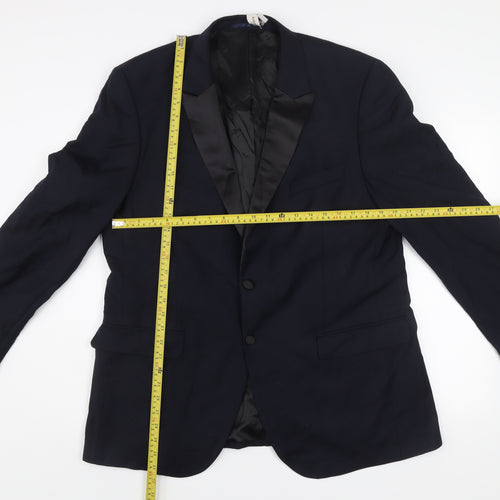 Hawes & Curtis Men's Blue Slim Fit Shawl Lapel Wool Blazer 46R