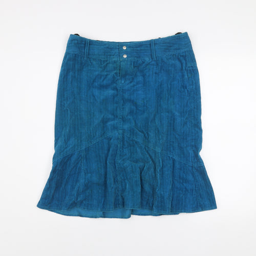 Watcher Women’s Blue Corduroy Flared Knee Length Skirt L