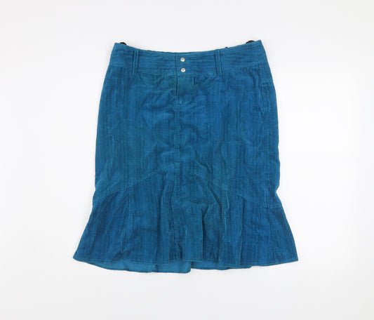 Watcher Women’s Blue Corduroy Flared Knee Length Skirt L